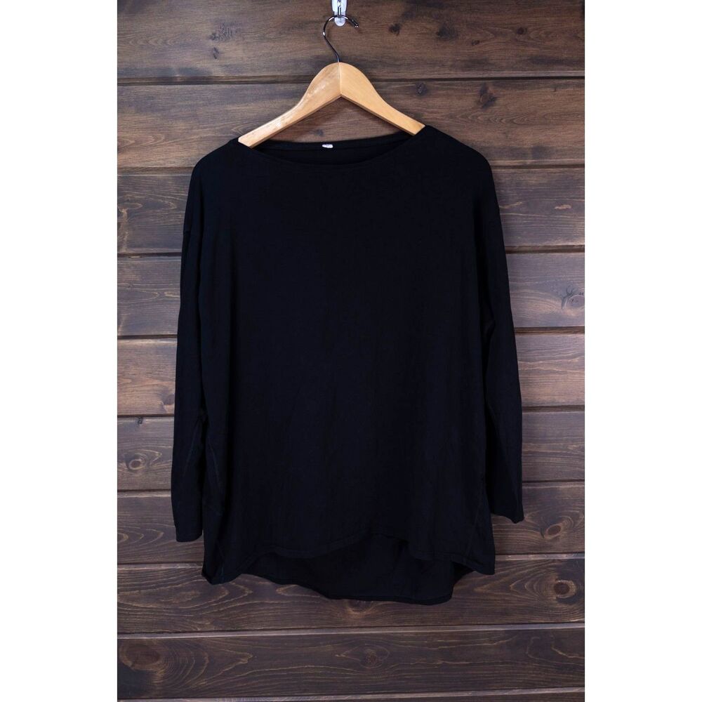Lululemon Back in Action Long Sleeve Shirt Black Women's Large Relaxed Top